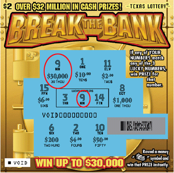 Image of Front of Break the Bank Ticket
