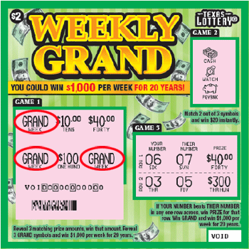 Image of Front of Weekly Grand Ticket