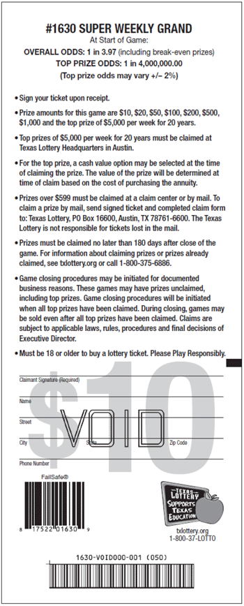 Image of Back of Super Weekly Grand Ticket