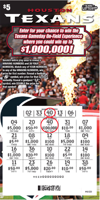 Image of Front of Houston Texans Ticket