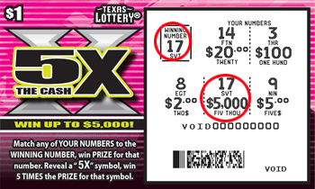 Image of Front of 5X The Cash Ticket