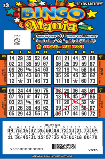 Image of Front of Bingo Mania Ticket