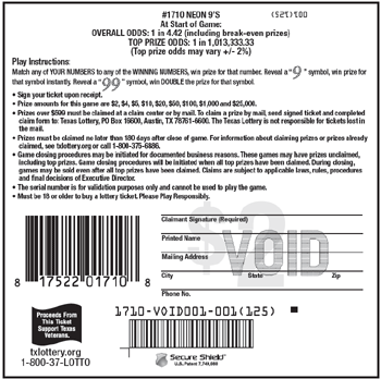 Image of Back of Neon 9's Ticket