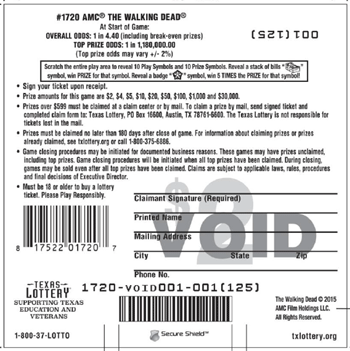 Image of Back of AMC&reg; The Walking Dead&reg; Ticket