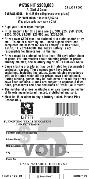 Image of Back of Hit $200,000 Ticket