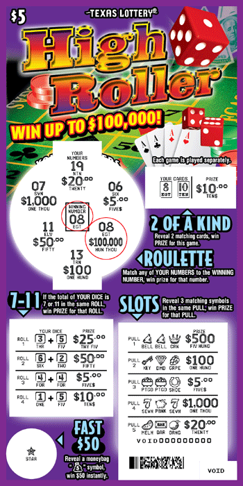 Image of Front of High Roller Ticket