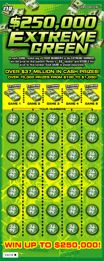 Image of Front of $250,000 Extreme Green Ticket
