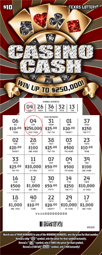 Image of Front of Casino Cash Ticket