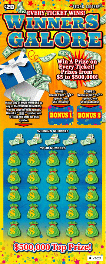 Image of Front of Winners Galore Ticket