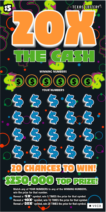 Image of Front of 20X The Cash Ticket