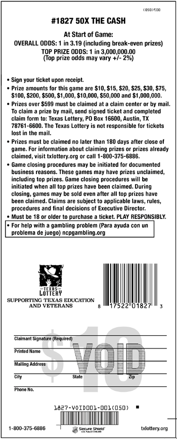 Image of Back of 50X The Cash Ticket