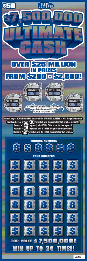 Image of Front of $7,500,000 Ultimate Cash Ticket