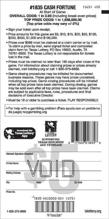 Image of Back of Cash Fortune Ticket