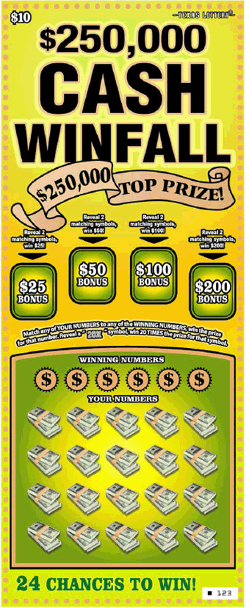 Image of Front of $250,000 Cash Winfall Ticket