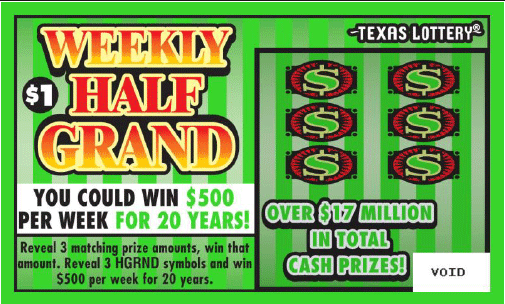 Image of Front of Weekly Half Grand Ticket