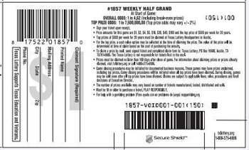 Image of Back of Weekly Half Grand Ticket