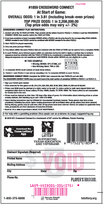 Image of Back of Crossword Connect Ticket