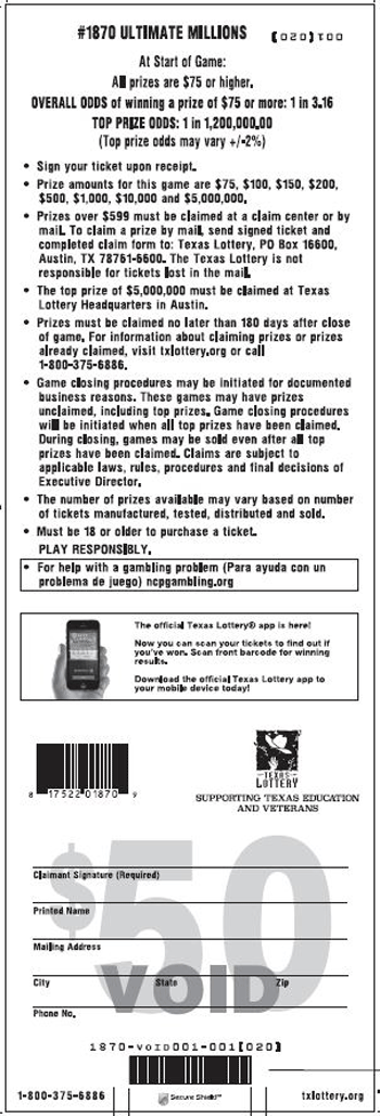 Image of Back of Ultimate Millions Ticket