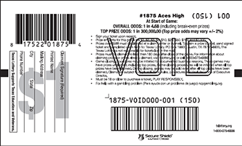 Image of Back of Aces High Ticket