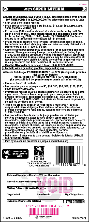 Image of Back of Super Loteria Ticket