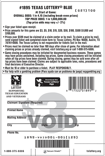 Image of Back of Texas Lottery&reg; Blue Ticket
