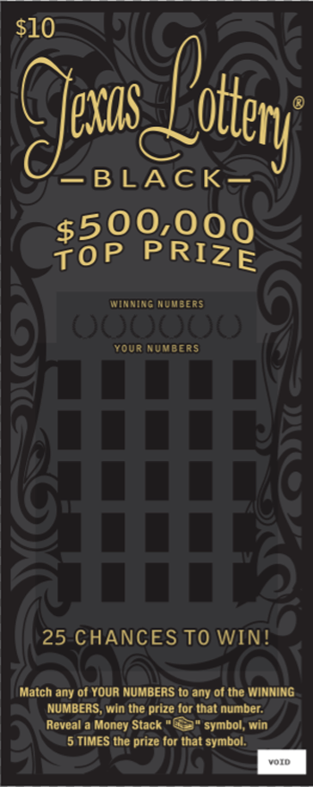 Image of Front of Texas Lottery&reg; Black Ticket