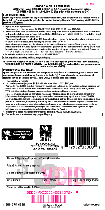 Image of Back of Dia De Los Muertos Ticket