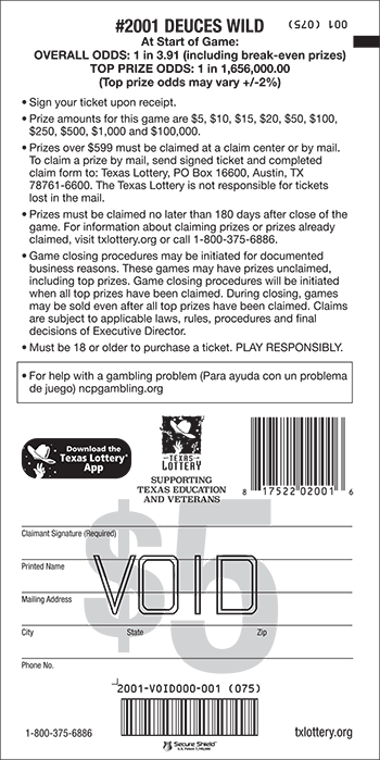Image of Back of Deuces Wild Ticket