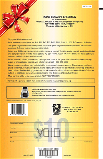 Image of Back of Season's Greetings Ticket