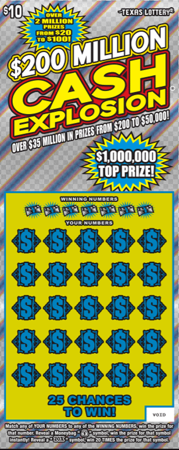 Image of Front of $200 Million Cash Explosion® Ticket
