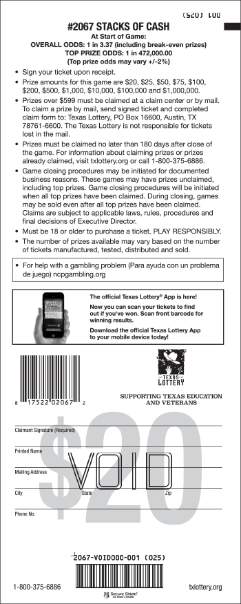 Image of Back of Stacks of Cash Ticket