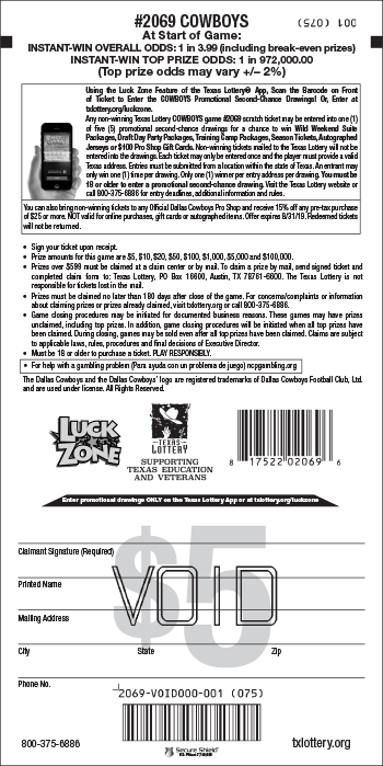 Image of Back of Cowboys Ticket