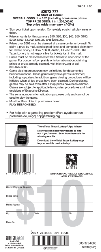 Image of Back of 777 Ticket