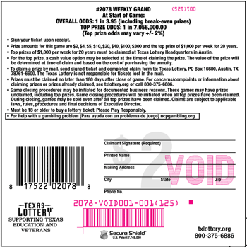 Image of Back of Weekly Grand Ticket