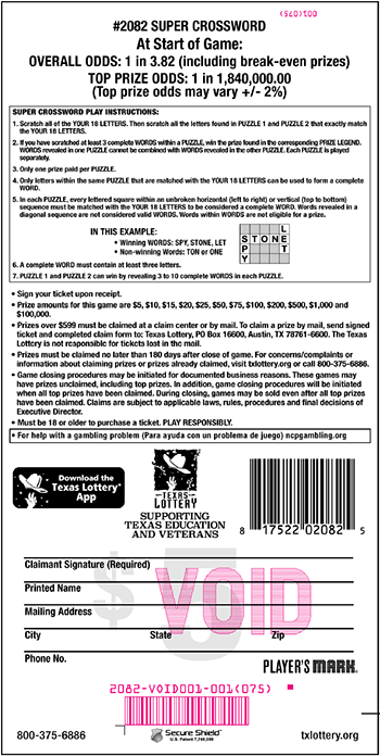 Image of Back of Super Crossword Ticket