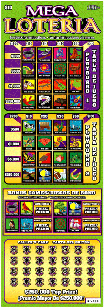 Image of Front of Mega Loteria Ticket