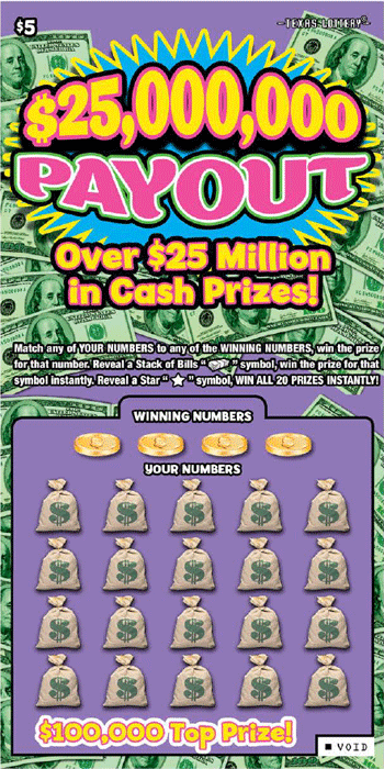 Image of Front of $25,000,000 Payout Ticket