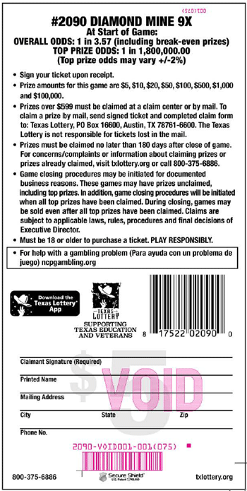 Image of Back of Diamond Mine 9X Ticket