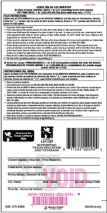 Image of Back of Día De Los Muertos Ticket