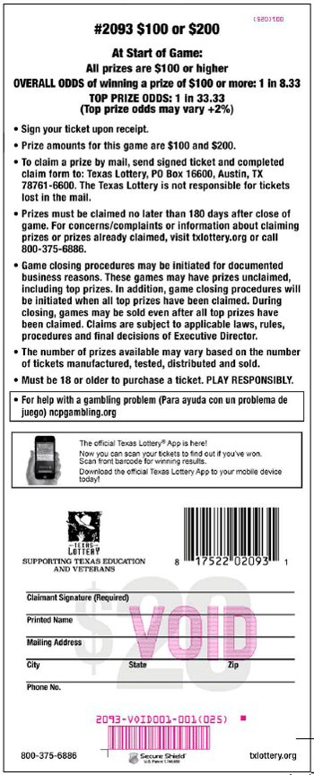 Image of Back of $100 or $200 Ticket