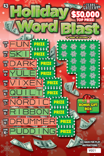 Image of Front of Holiday Word Blast Ticket