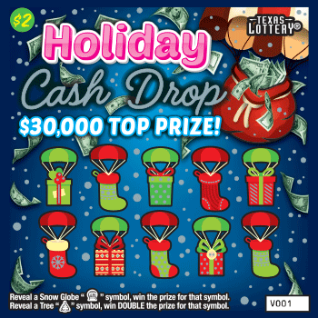 Image of Front of Holiday Cash Drop Ticket