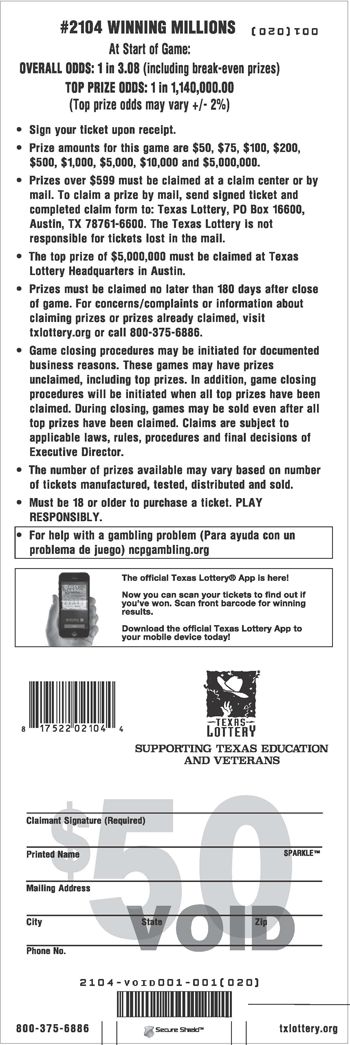 Image of Back of Winning Millions Ticket