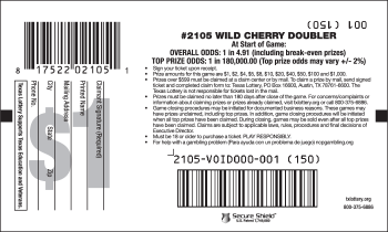 Image of Back of Wild Cherry Doubler Ticket