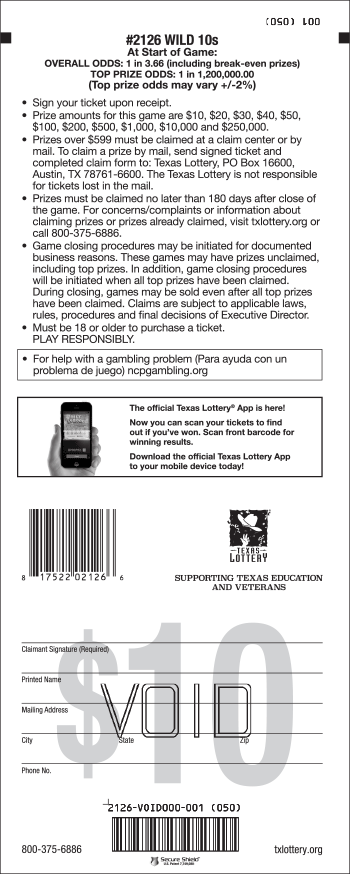 Image of Back of Wild 10s Ticket