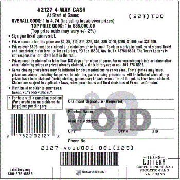 Image of Back of 4-Way Cash Ticket