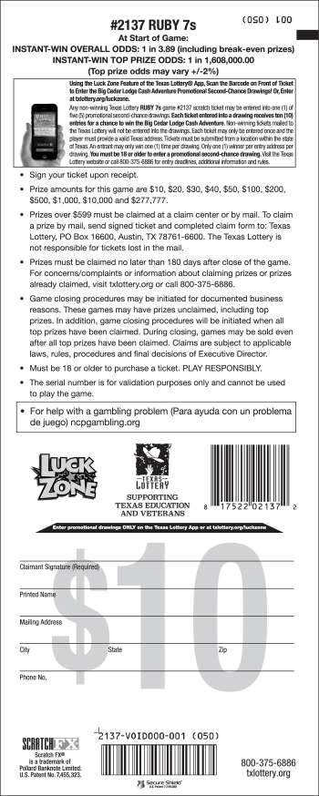 Image of Back of Ruby 7s Ticket