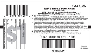 Image of Back of Triple Your Cash Ticket