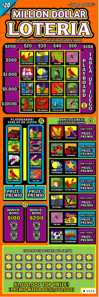 Image of Front of Million Dollar Loteria Ticket