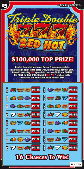 Image of Front of Triple Double 777 Red Hot&trade; Ticket